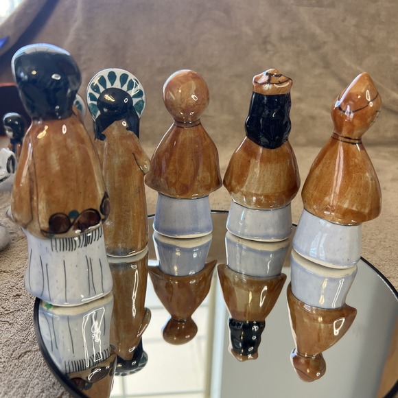 Vintage Mexican Tonala Nativity Set Scene 13 Piece Hand Painted Pottery Folk Art - Picture 6 of 8